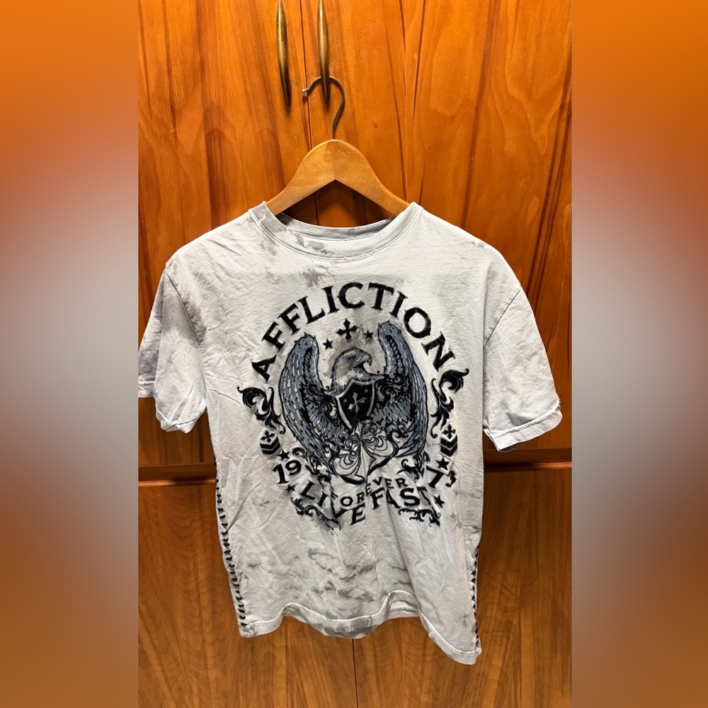 Affliction Light Gray Eagle Graphic Tee